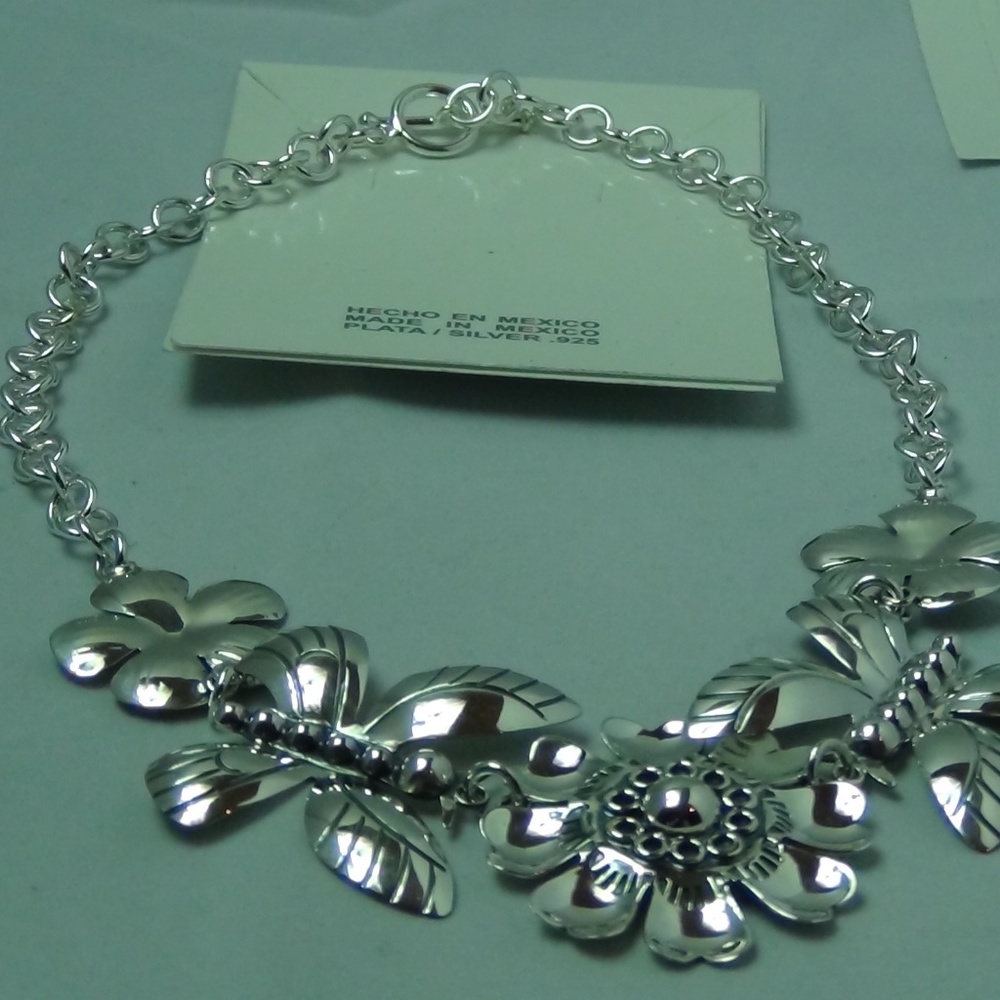 *SOLD** Taxco 925 43g TW Flower/Butterfly Necklace